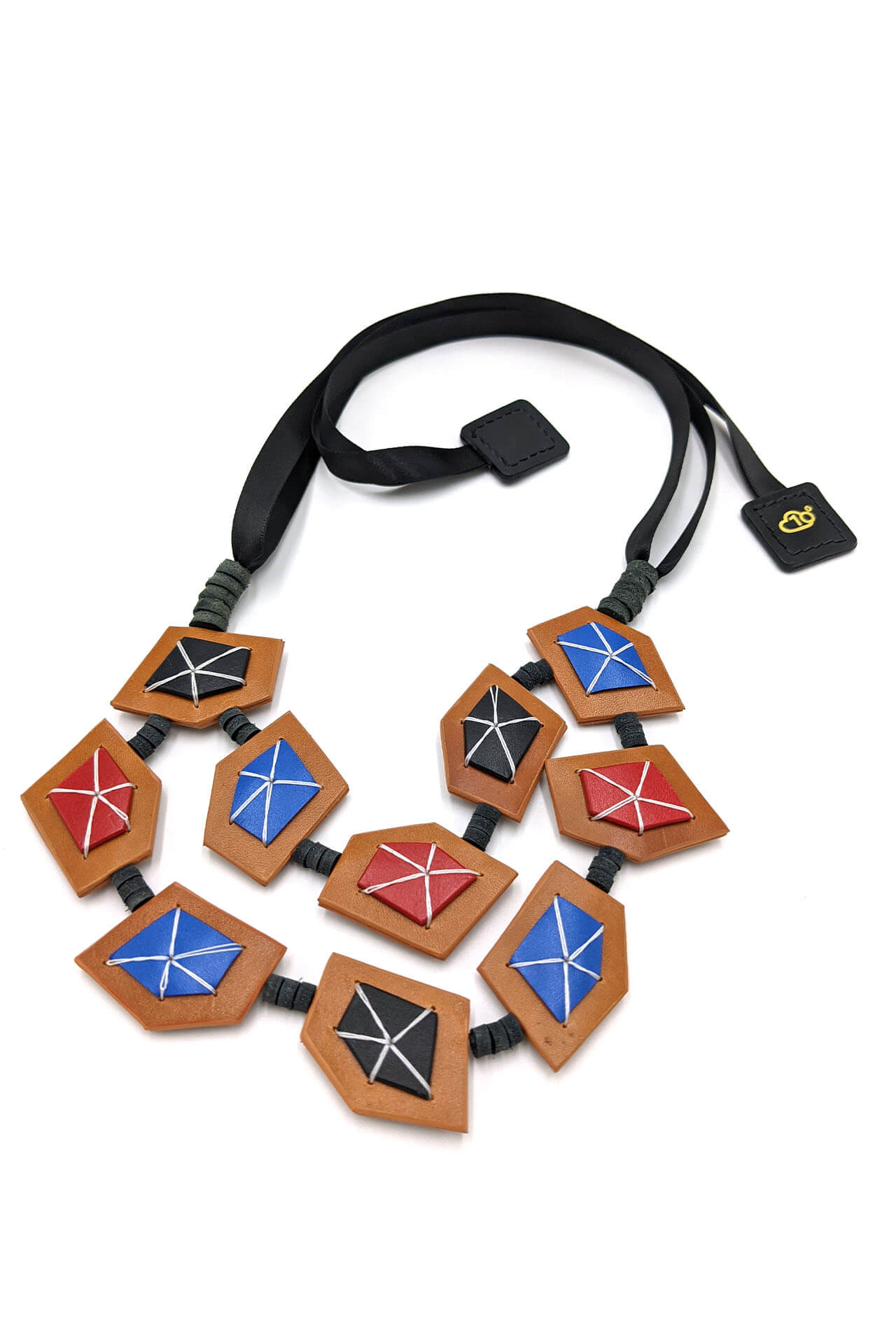 "True gems" leather choker_tan