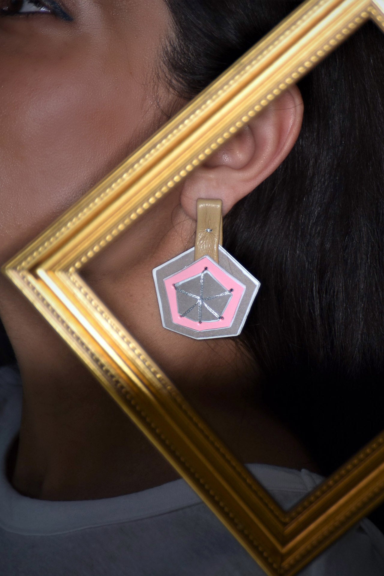 “True gems” leather earrings_pink