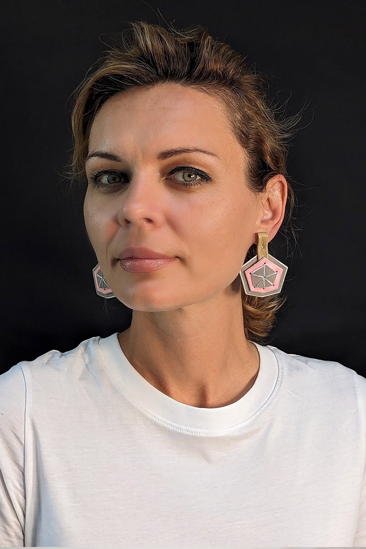 “True gems” leather earrings_pink