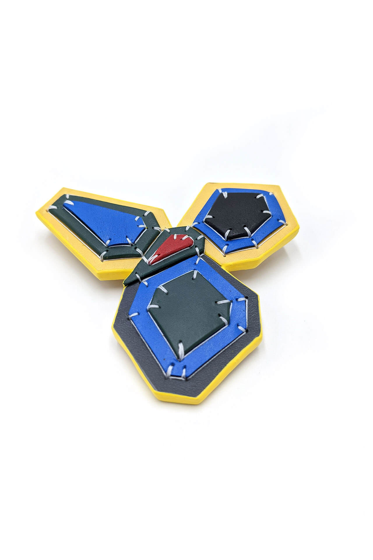 “True gems” abstract leather brooch_yellow