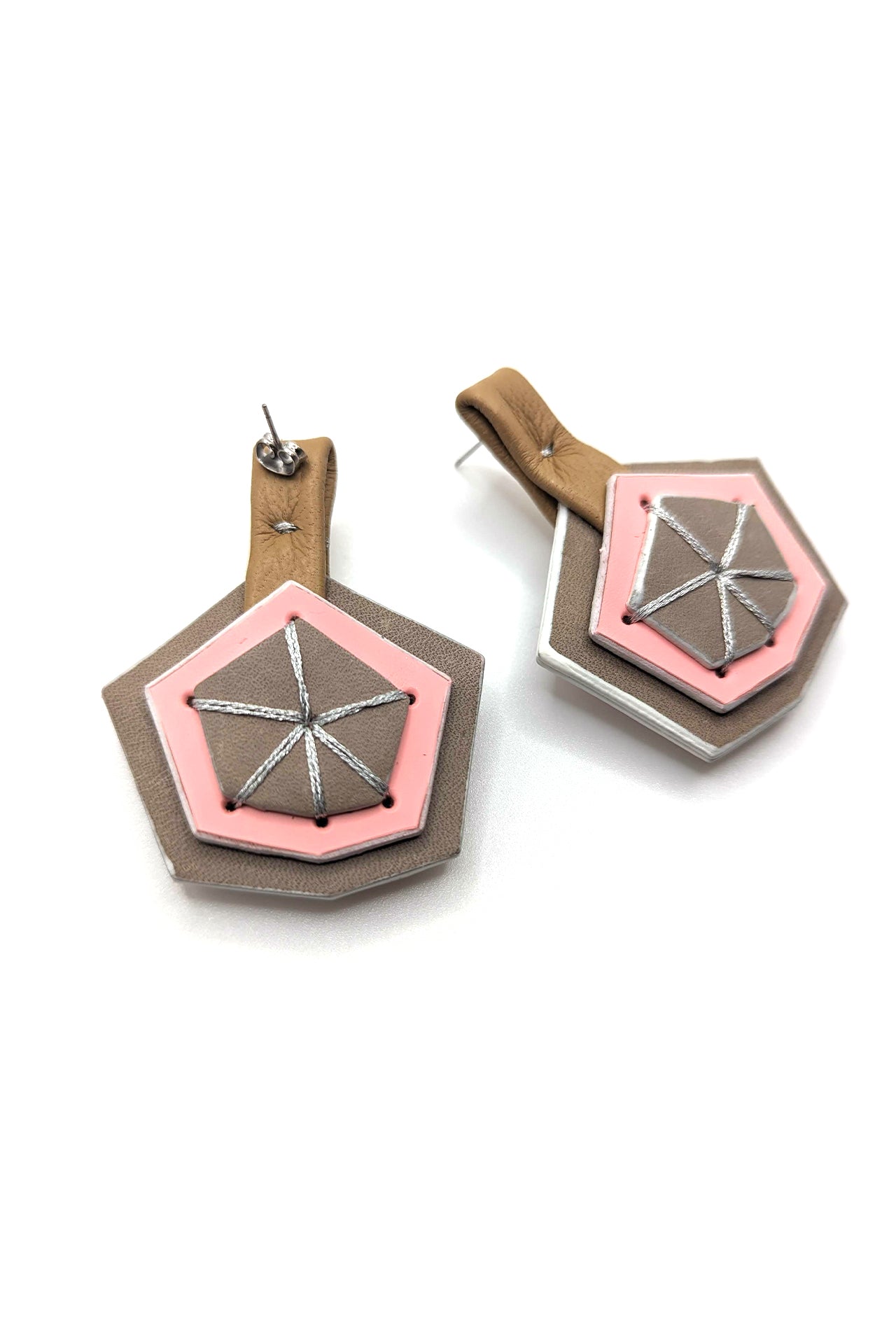 “True gems” leather earrings_pink