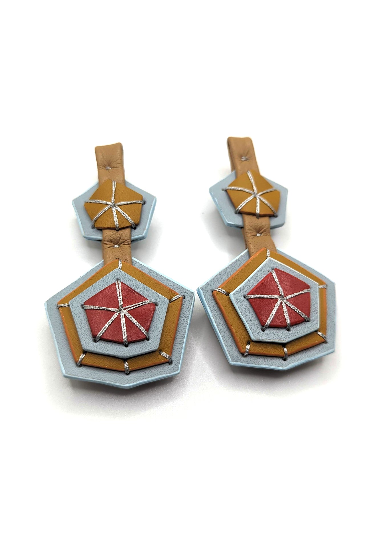 “True gems” long leather earrings_light_blue