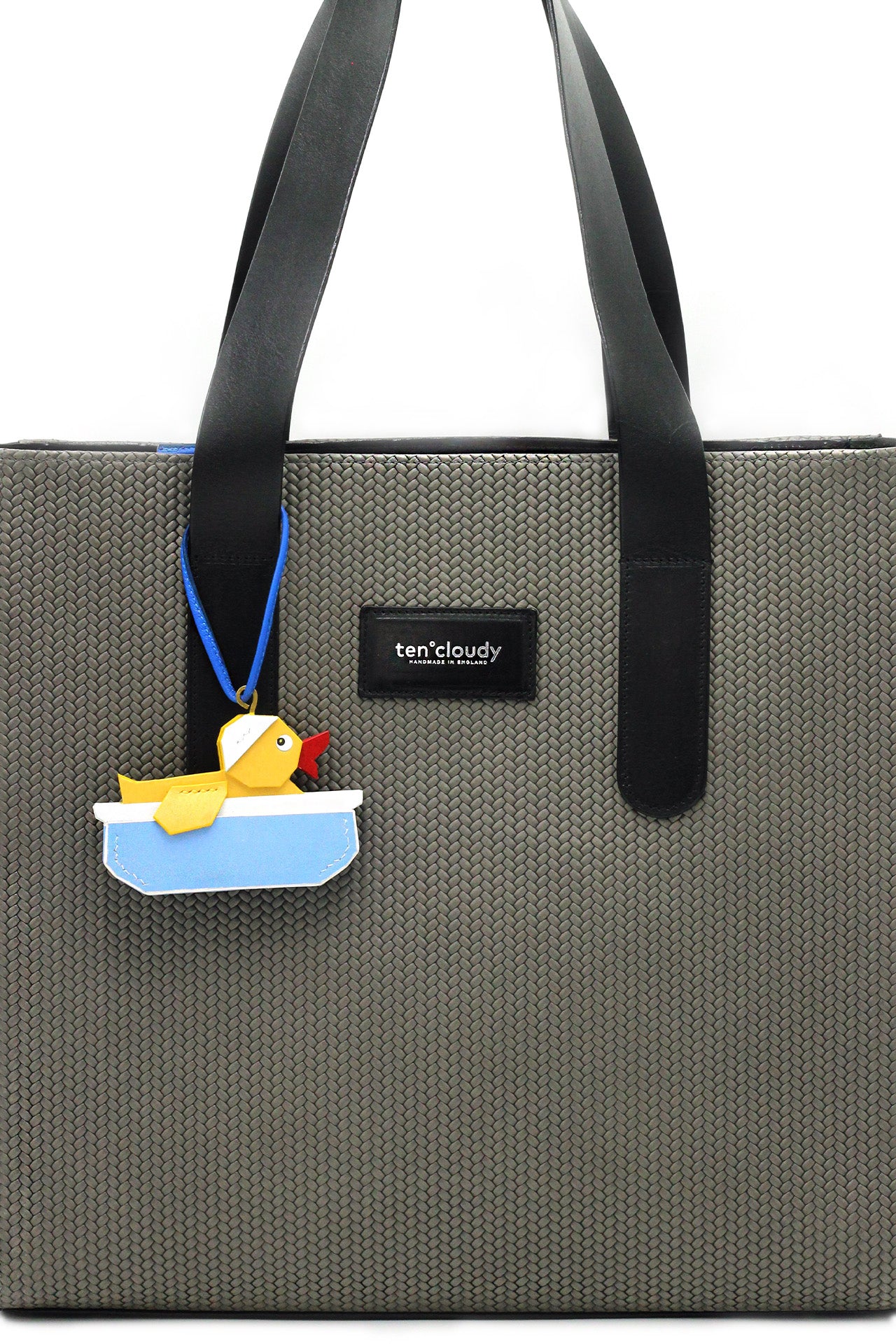 Handmade leather bag charm duck