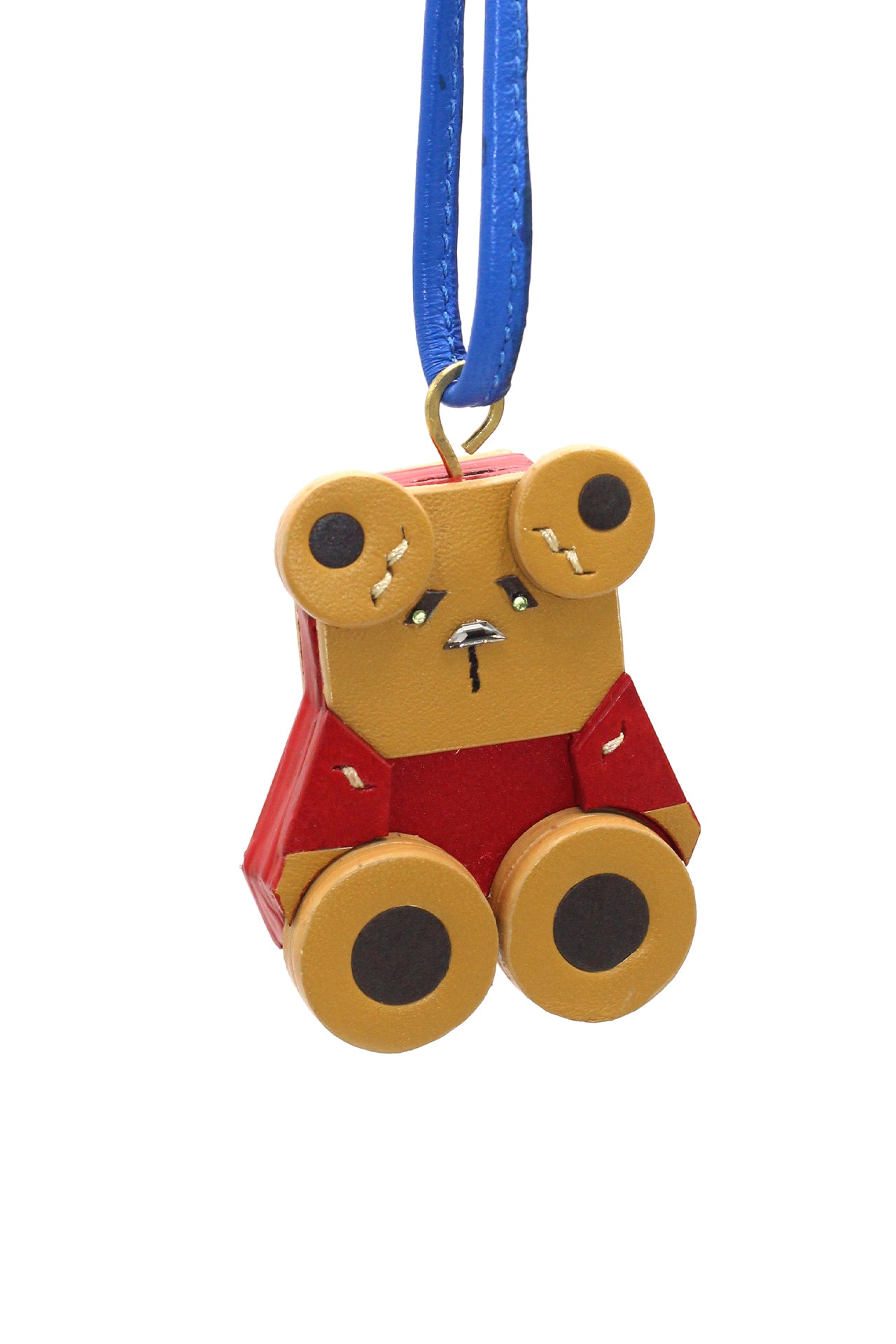 Handmade leather bag charm teddy bear