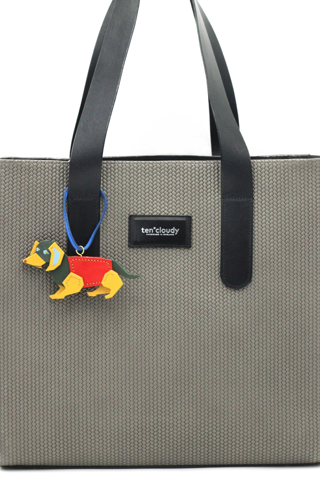 Handmade leather bag charm dachshund