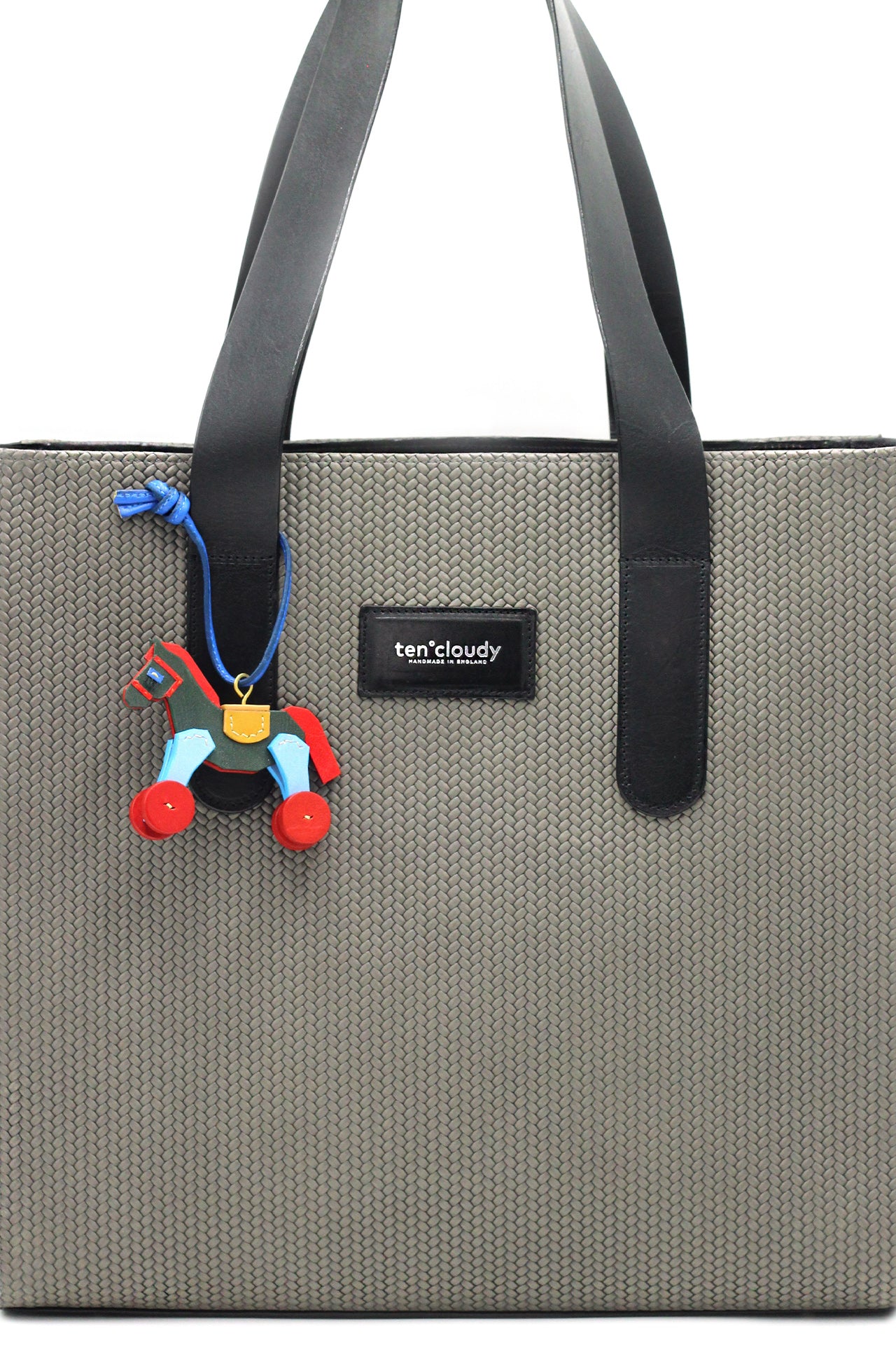 Handmade leather bag charm horse_green