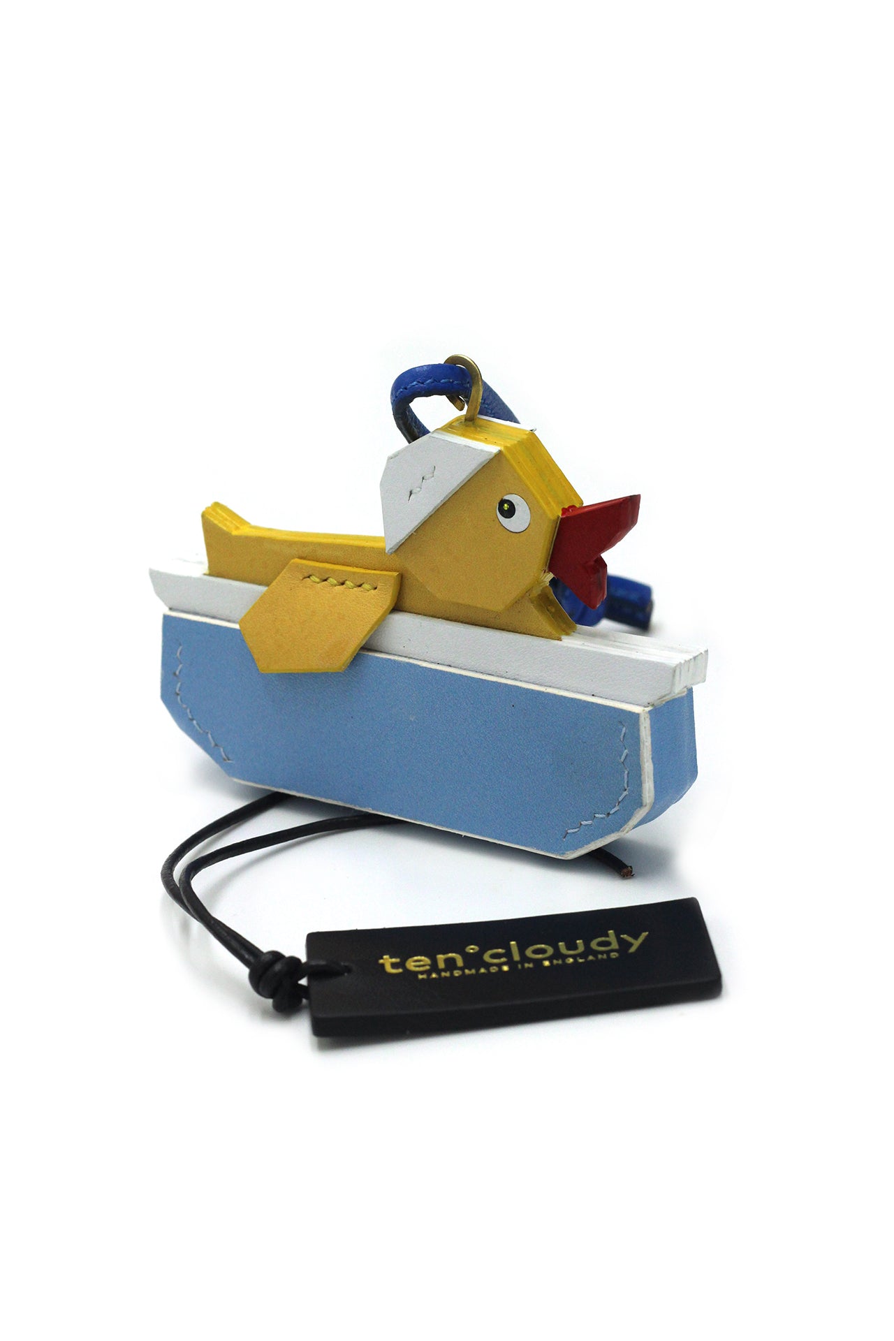 Handmade leather bag charm duck