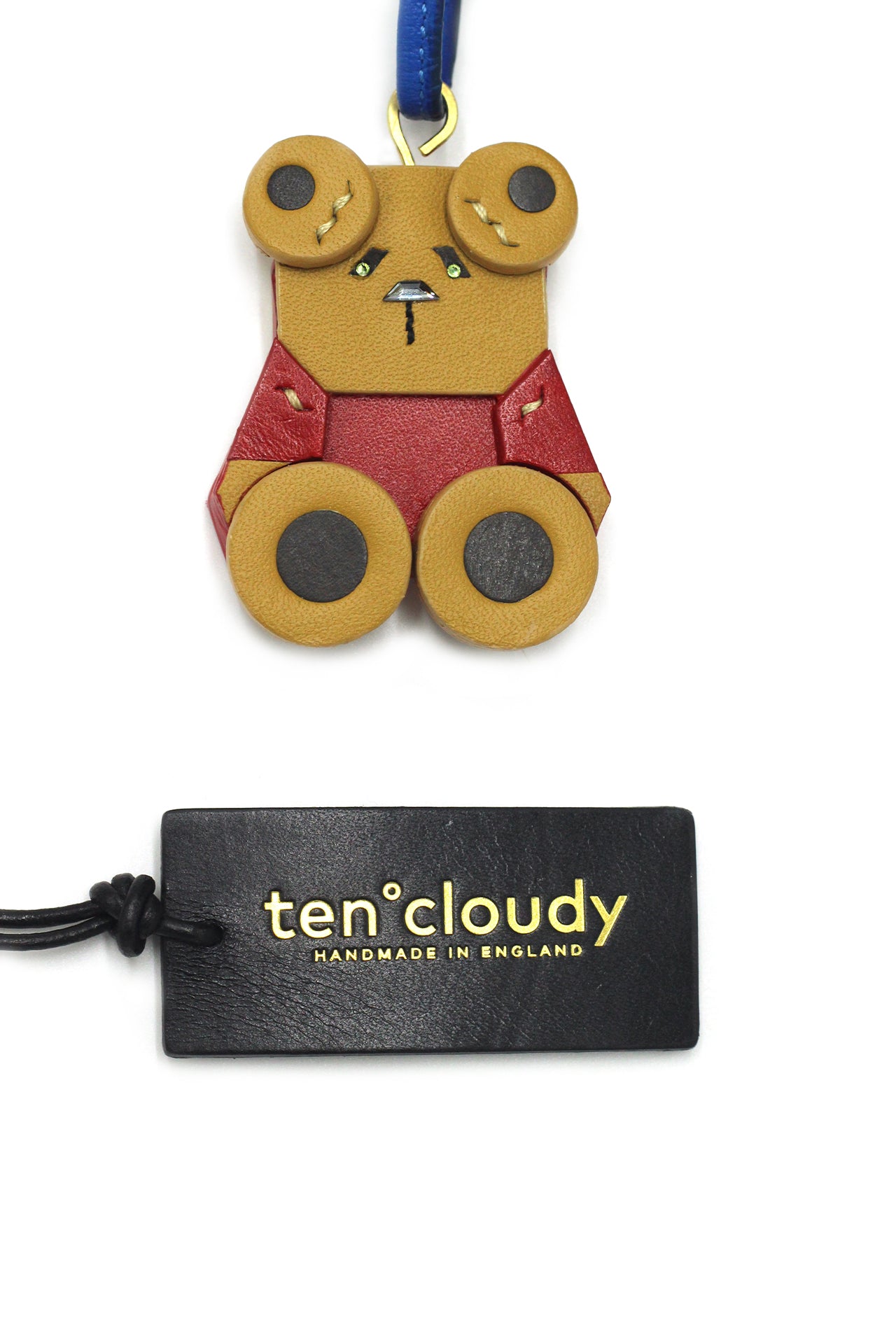 Handmade leather bag charm teddy bear