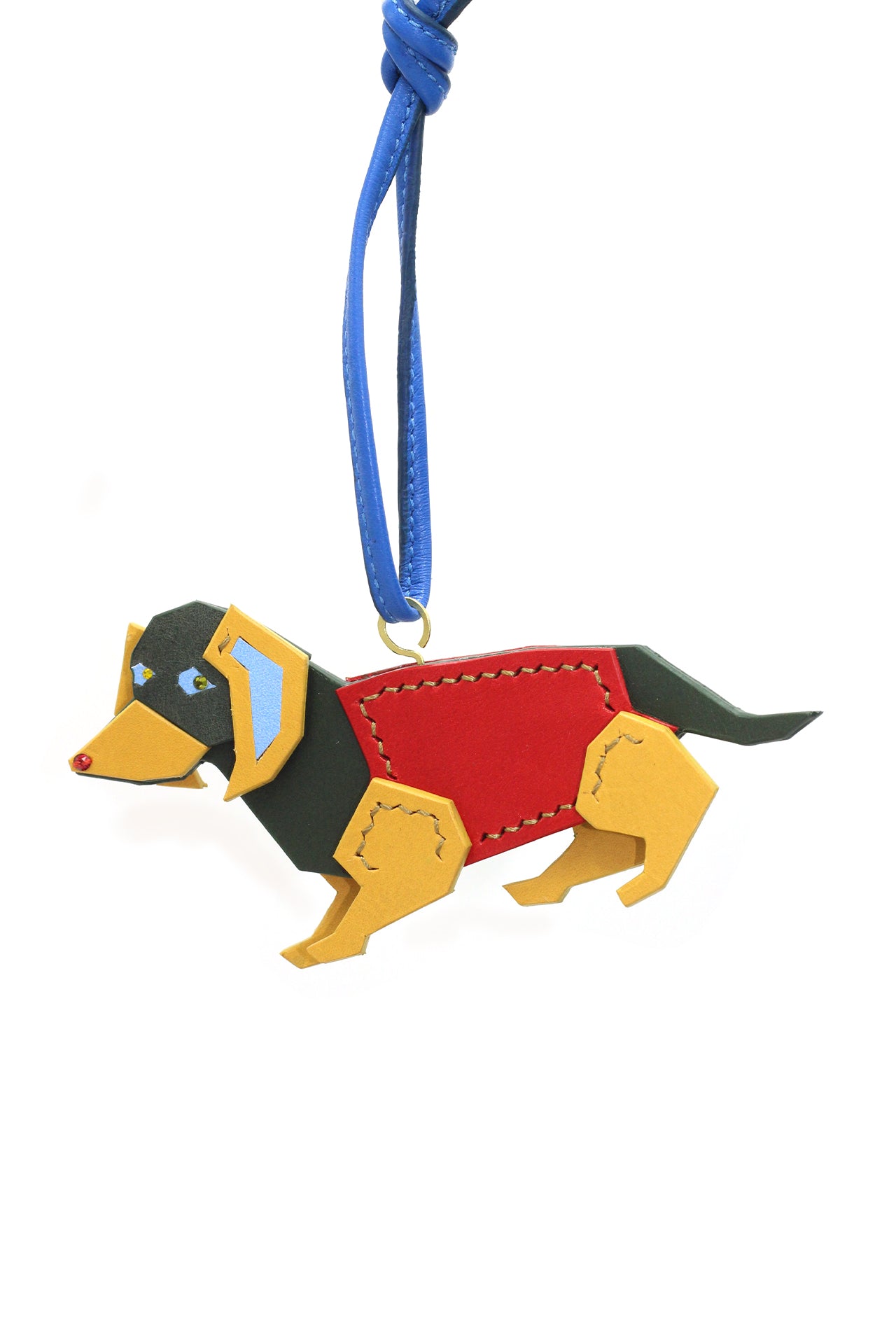 Handmade leather bag charm dachshund