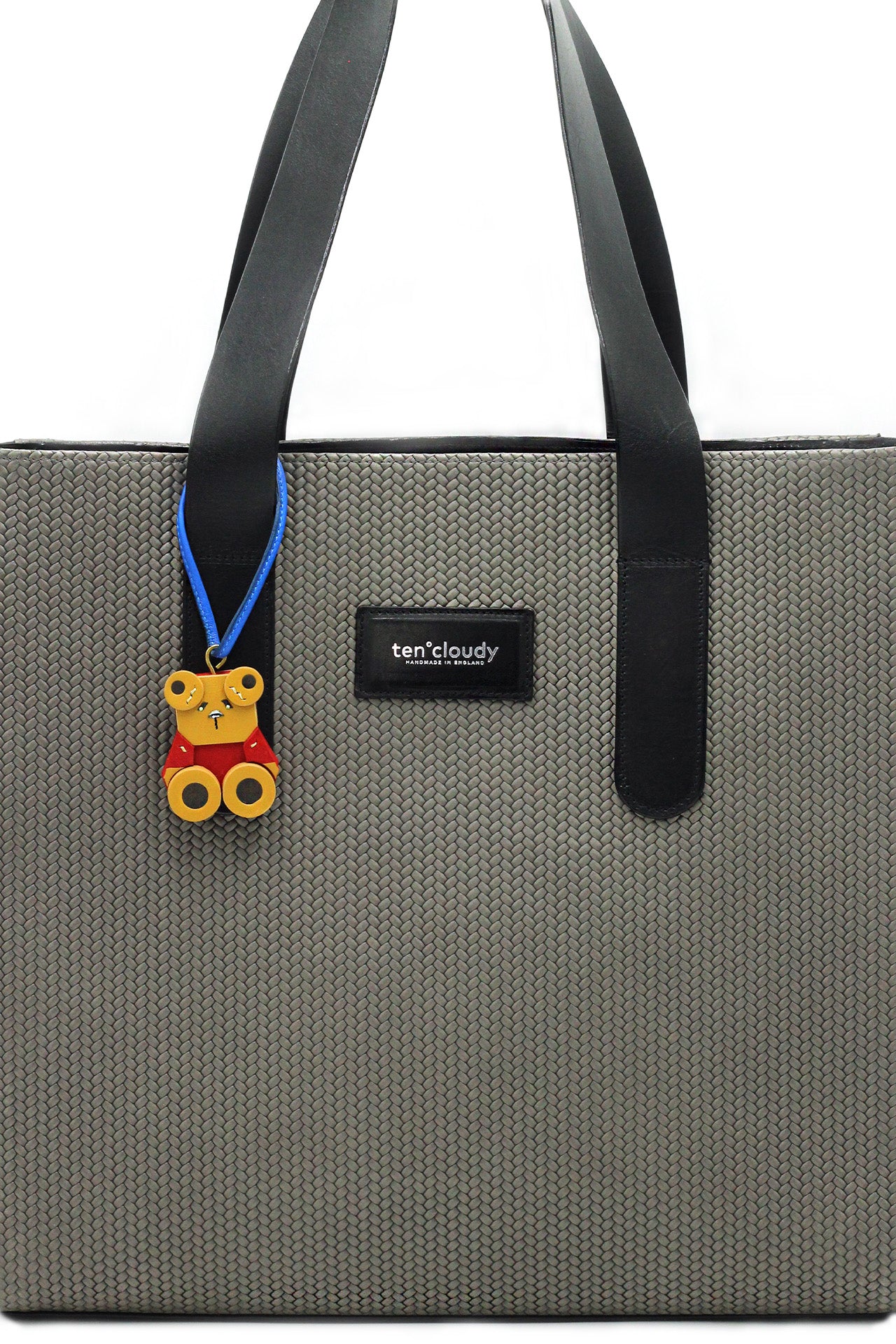 Handmade leather bag charm teddy bear
