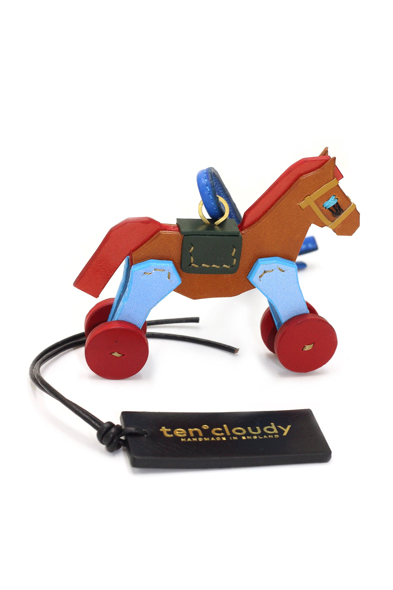 Handmade leather bag charm horse_brown