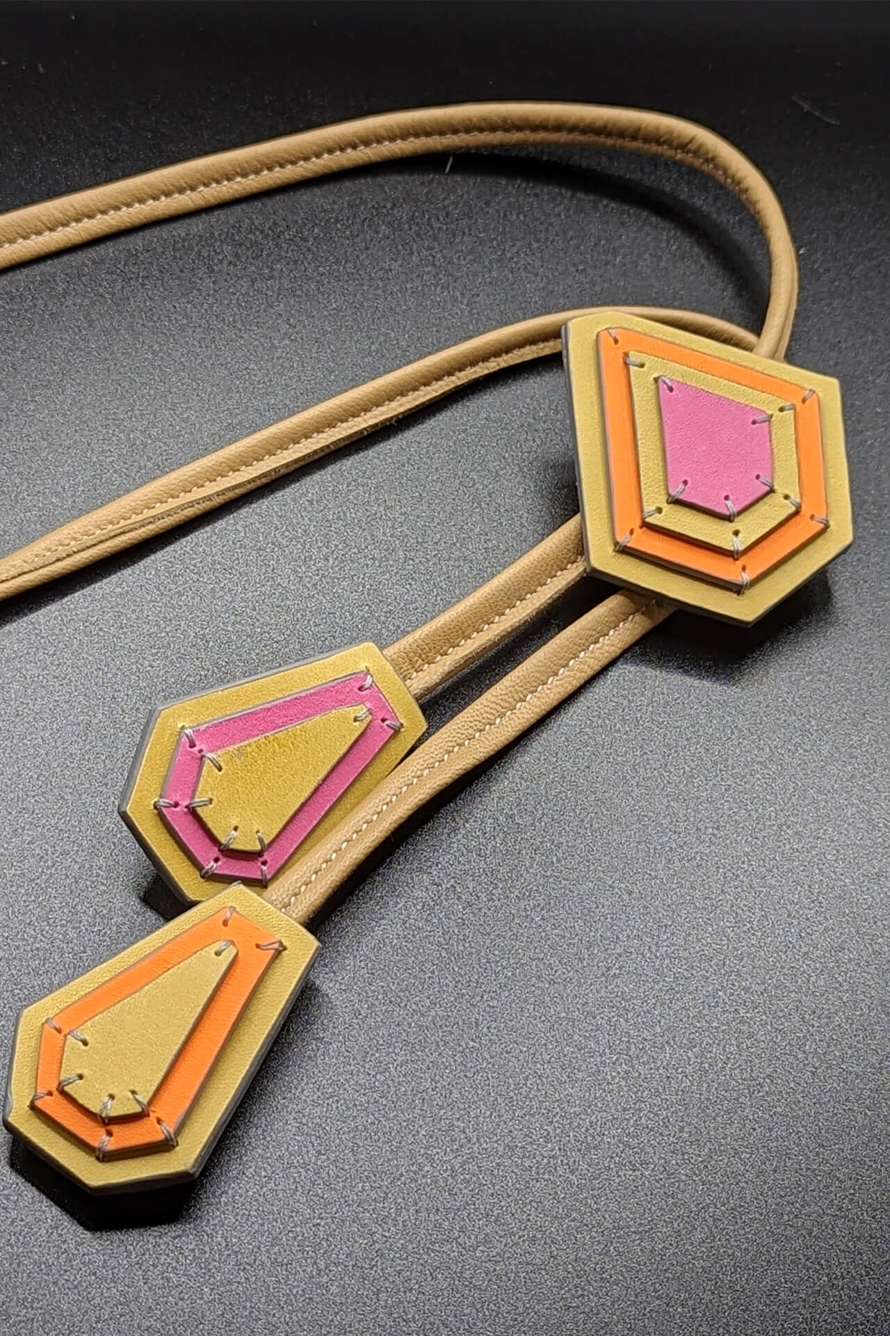 “True gems” bolo tie_mustard