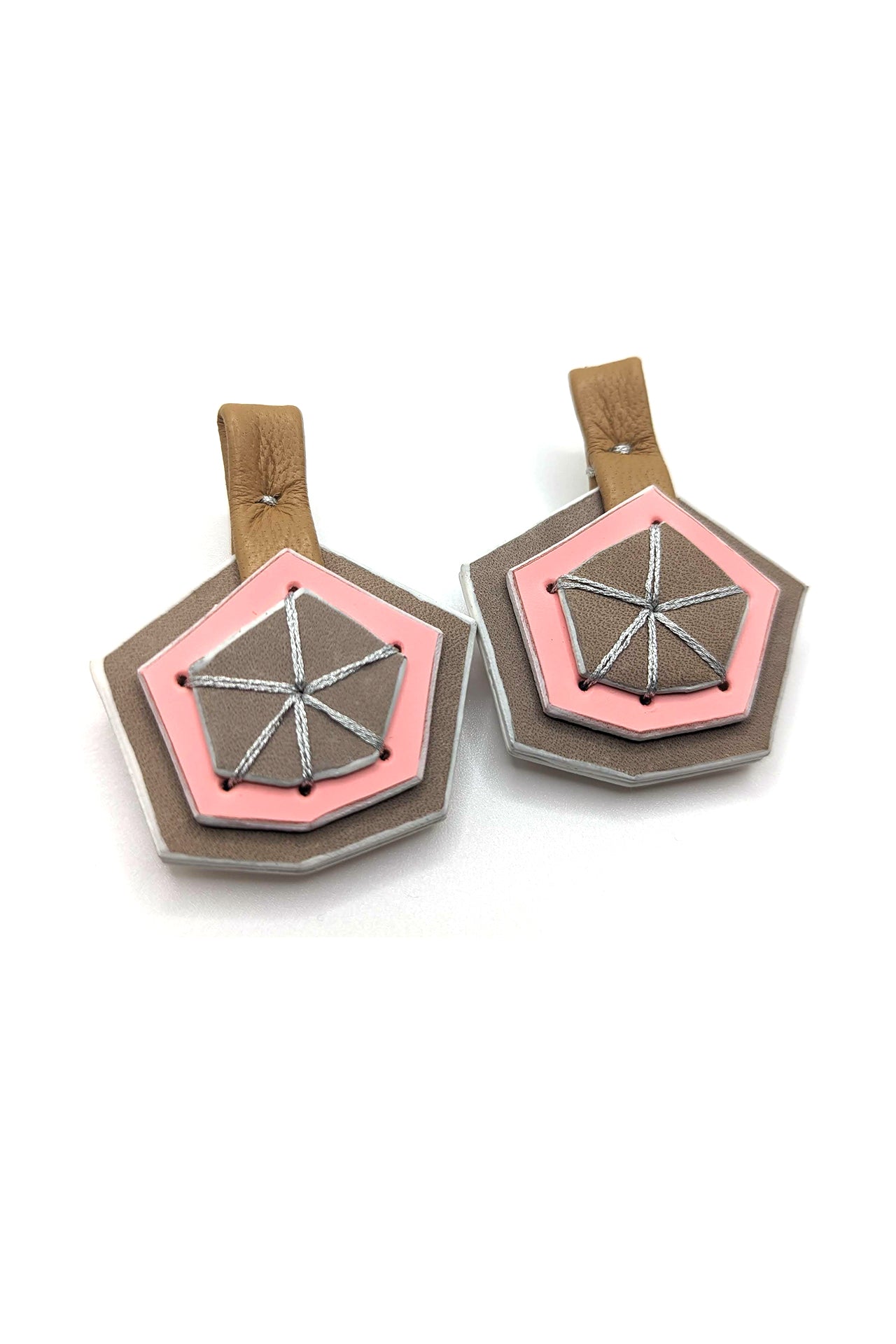 “True gems” leather  earrings_pink