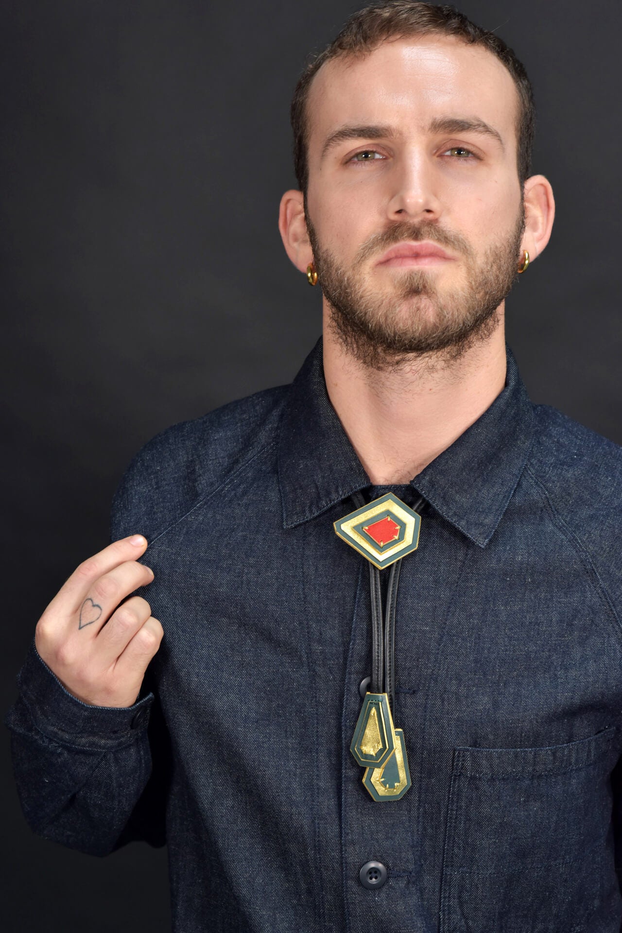 “True gems” bolo tie_mustard