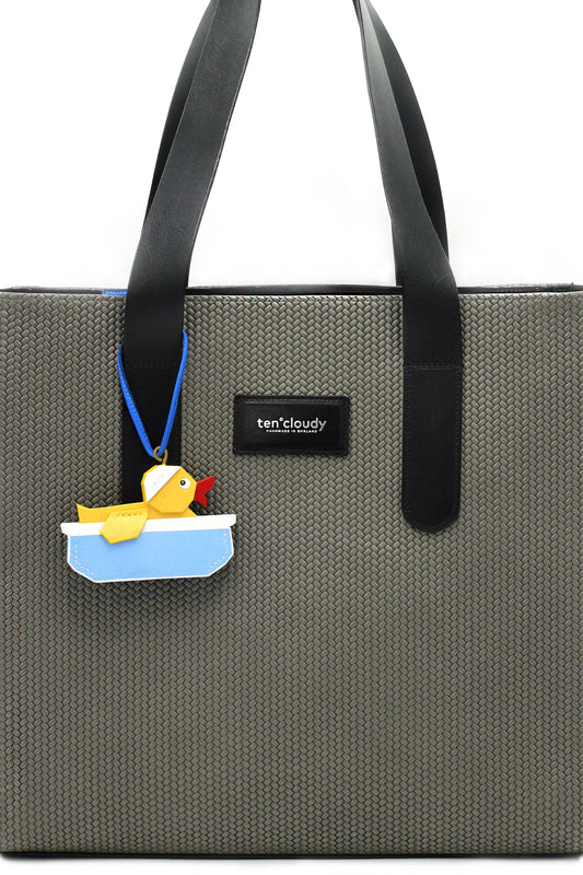 Handmade leather bag charm duck