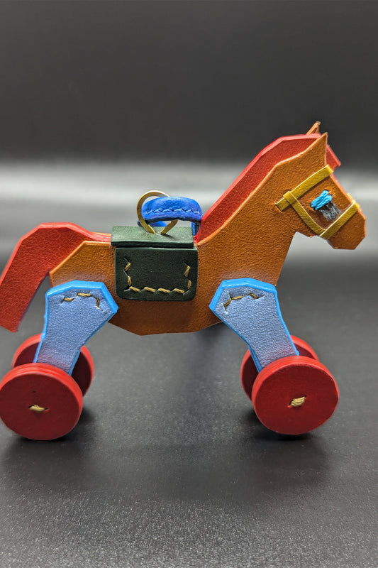 Handmade leather bag charm  horse_brown